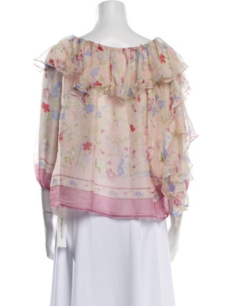 Luisa Beccaria Silk Floral Print Blouse