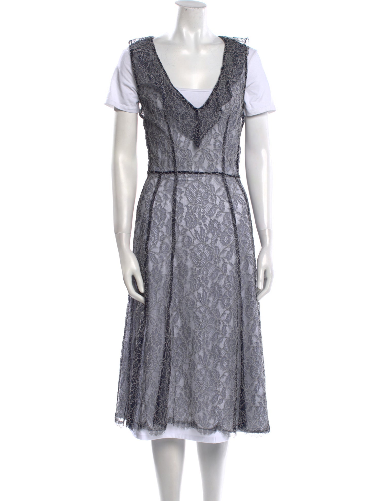 Luisa Beccaria V-Neck Midi Length Dress