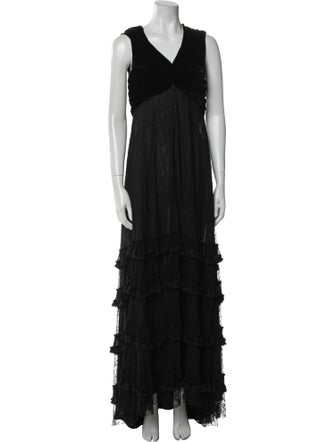Luisa Beccaria V-Neck Long Dress