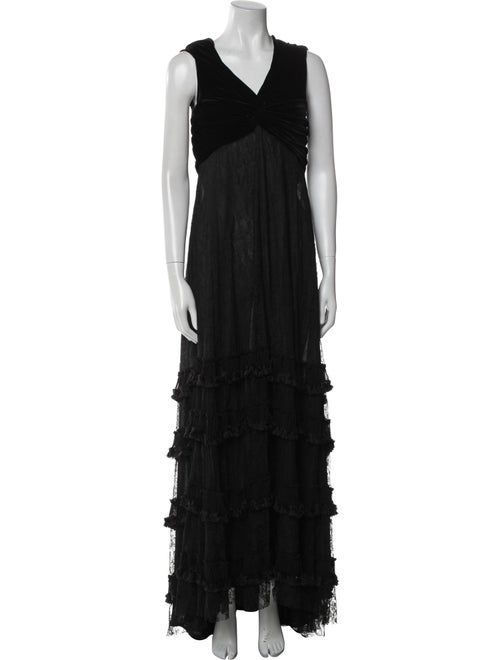 Luisa Beccaria V-Neck Long Dress