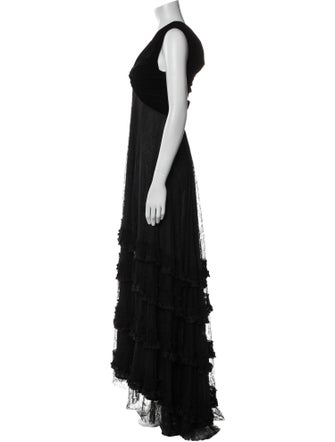 Luisa Beccaria V-Neck Long Dress