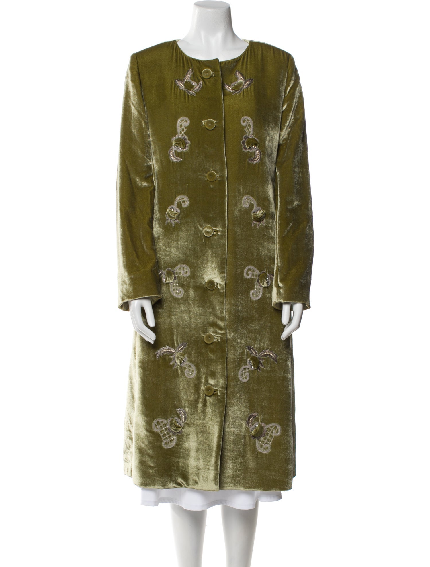 Luisa Beccaria Velour Floral Print Faux Fur Coat