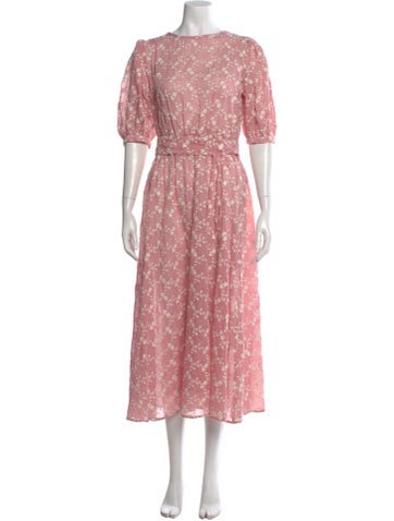 Pre-owned Luisa Beccaria Floral Print Long Dress In Pink