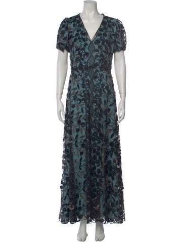 Pre-owned Luisa Beccaria Floral Print Long Dress In Multi