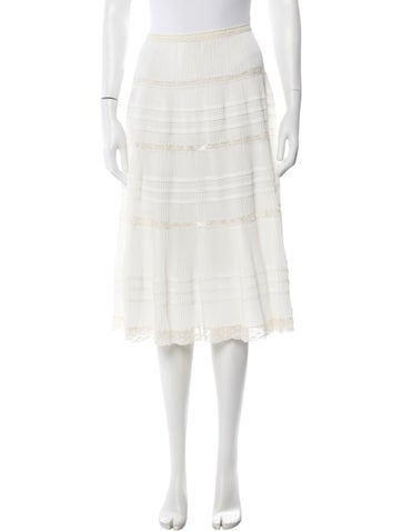 Pre-owned Luisa Beccaria Lace Pattern Long Skirt In White