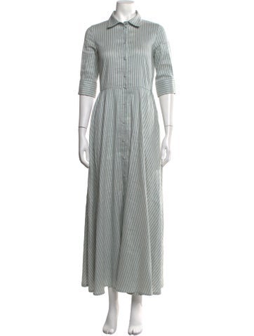Pre-owned Luisa Beccaria Striped Long Dress In Blue