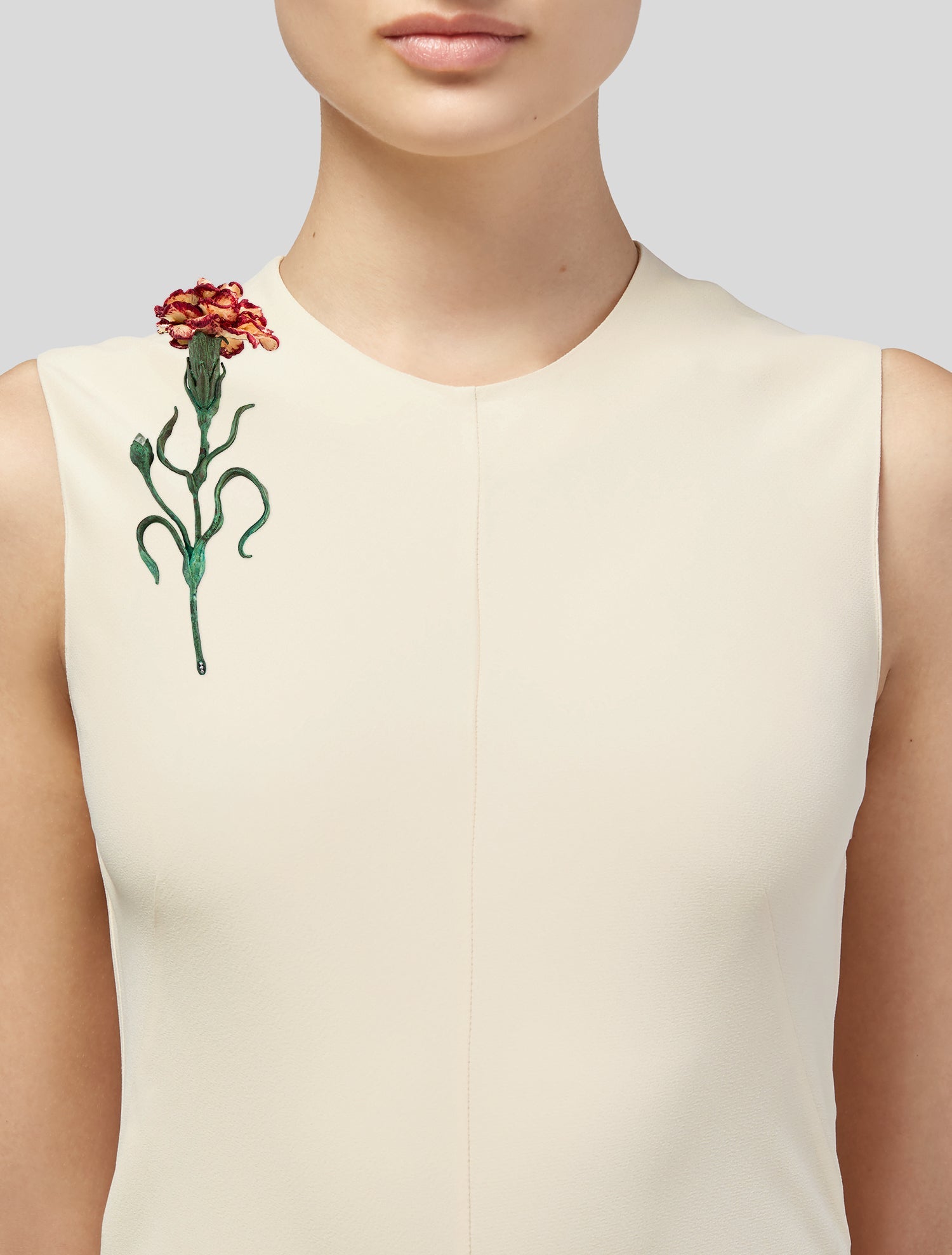 Luz Camino Resin, Prasiolite & Diamond Carnation Brooch