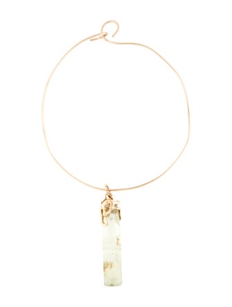 Lucifer Vir Honestus 18K Spodumene Pendant w/ Unbranded 14K Choker Necklace