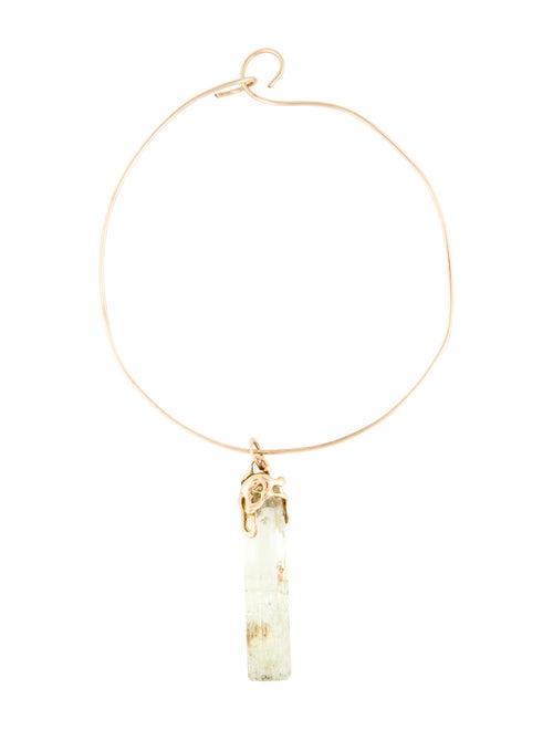 Lucifer Vir Honestus 18K Spodumene Pendant w/ Unbranded 14K Choker Necklace