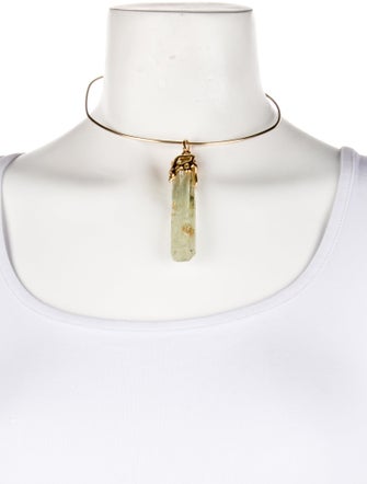 Lucifer Vir Honestus 18K Spodumene Pendant w/ Unbranded 14K Choker Necklace