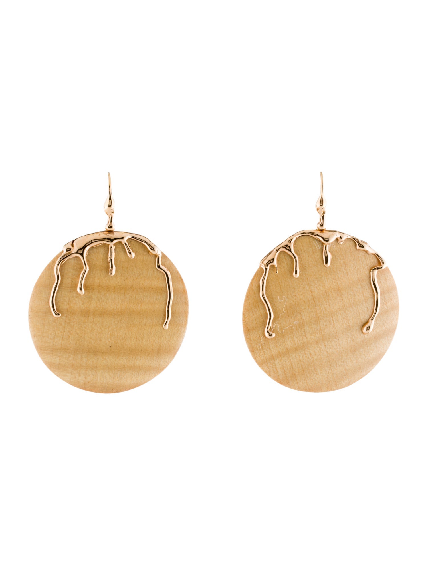 Lucifer Vir Honestus 18K Wood Circle Drop Earrings
