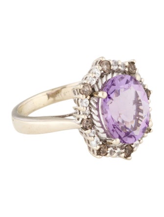 Le Vian 14K 3.18ctw Amethyst ,Smoky Quartz & Sapphire Cocktail Ring