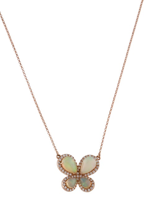Le Vian 14K Diamond & Opal Butterfly Pendant