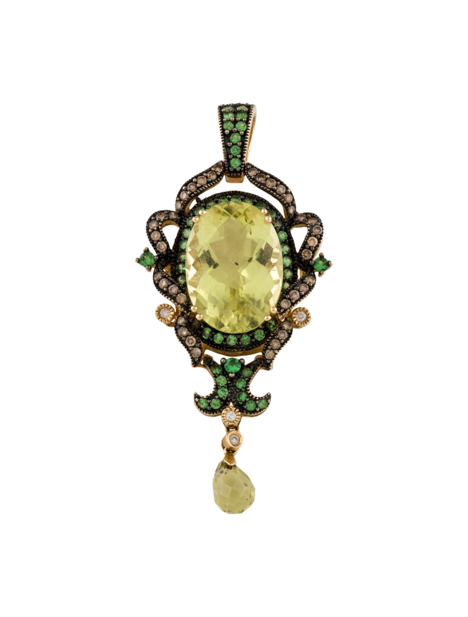 Le Vian 14K Quartz, Tsavorite Garnet & Diamond Pendant