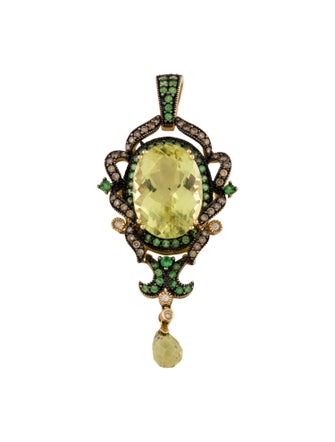 Le Vian 14K Quartz, Tsavorite Garnet & Diamond Pendant