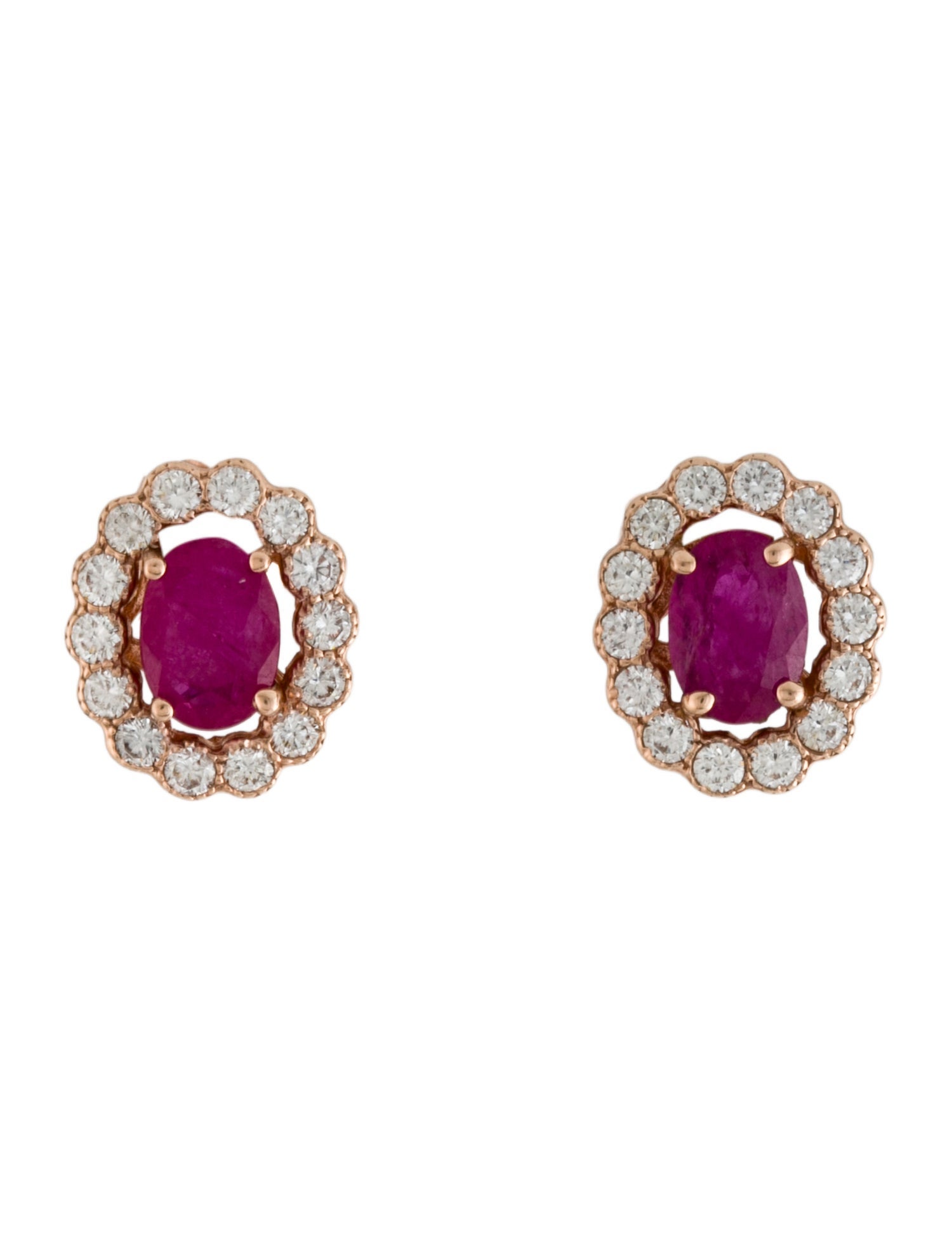Le Vian 14K 1.41ctw Ruby & Diamond Cluster Stud Earrings