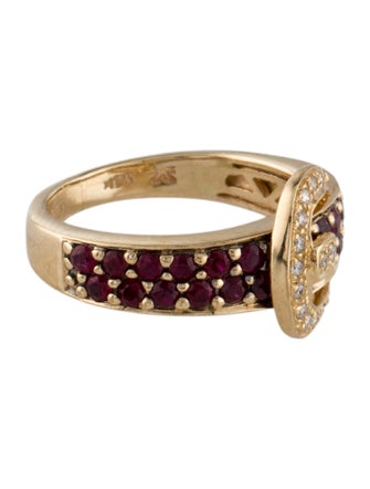 Le Vian 14K Ruby & Diamond Buckle Ring