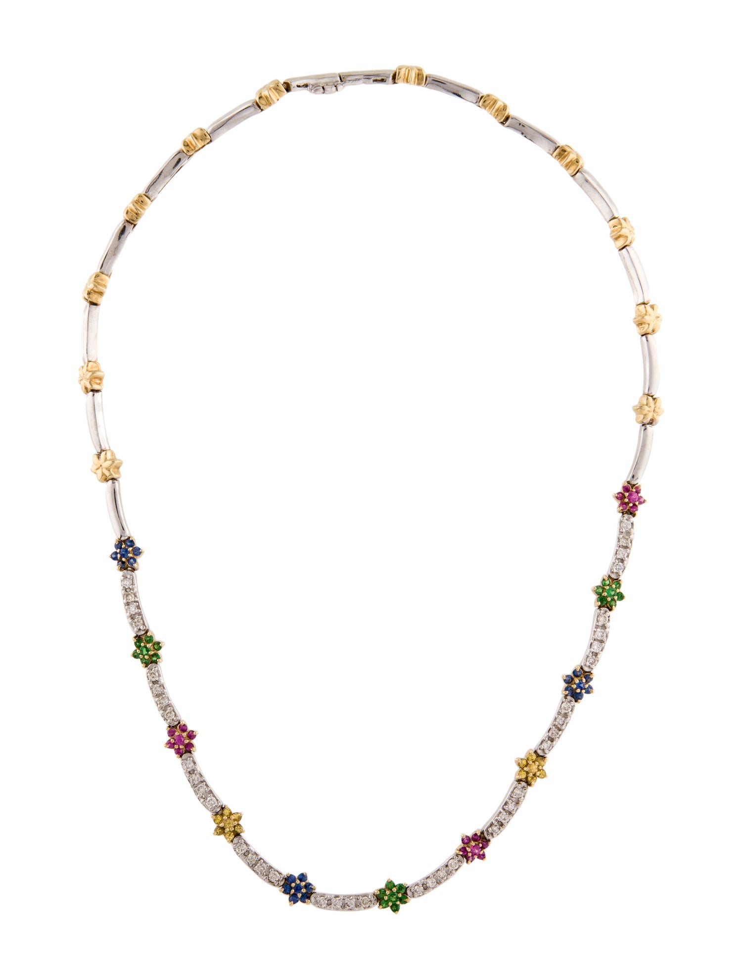 Le Vian 14K Diamond, Sapphire, & Tsavorite Floral Collar Necklace