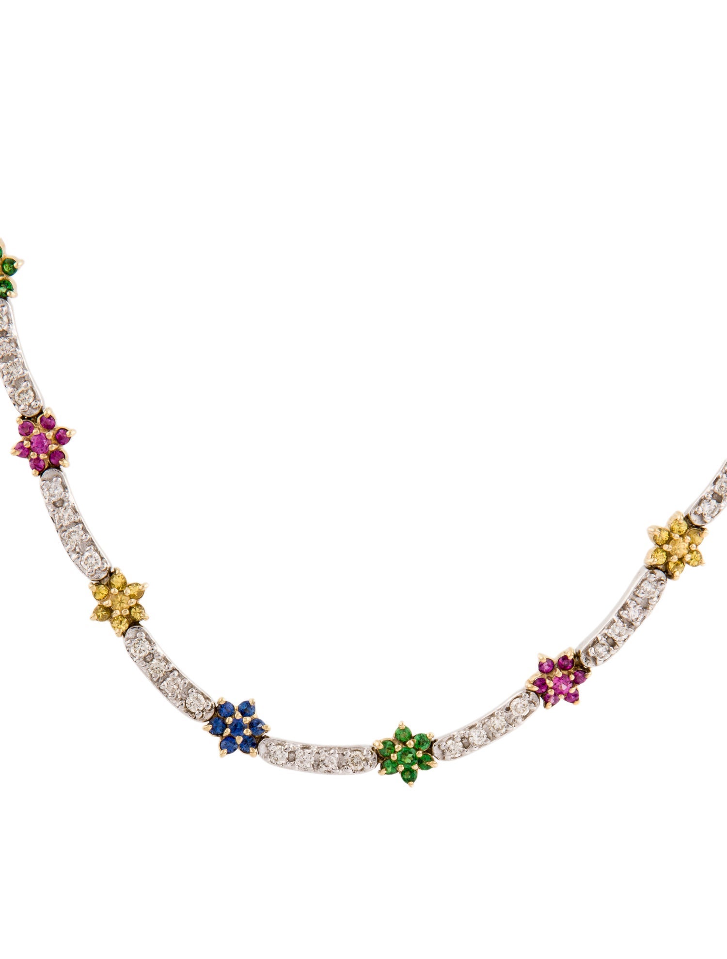 Le Vian 14K Diamond, Sapphire, & Tsavorite Floral Collar Necklace