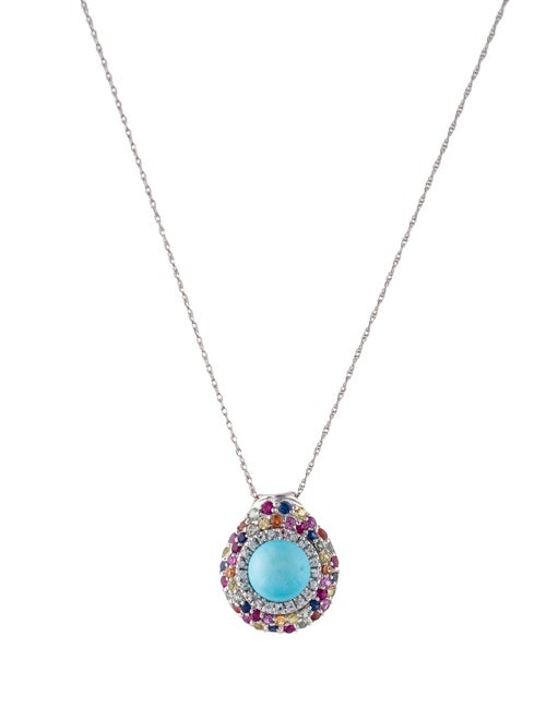 Le Vian 14K Sapphire & Turquoise Pendant Necklace
