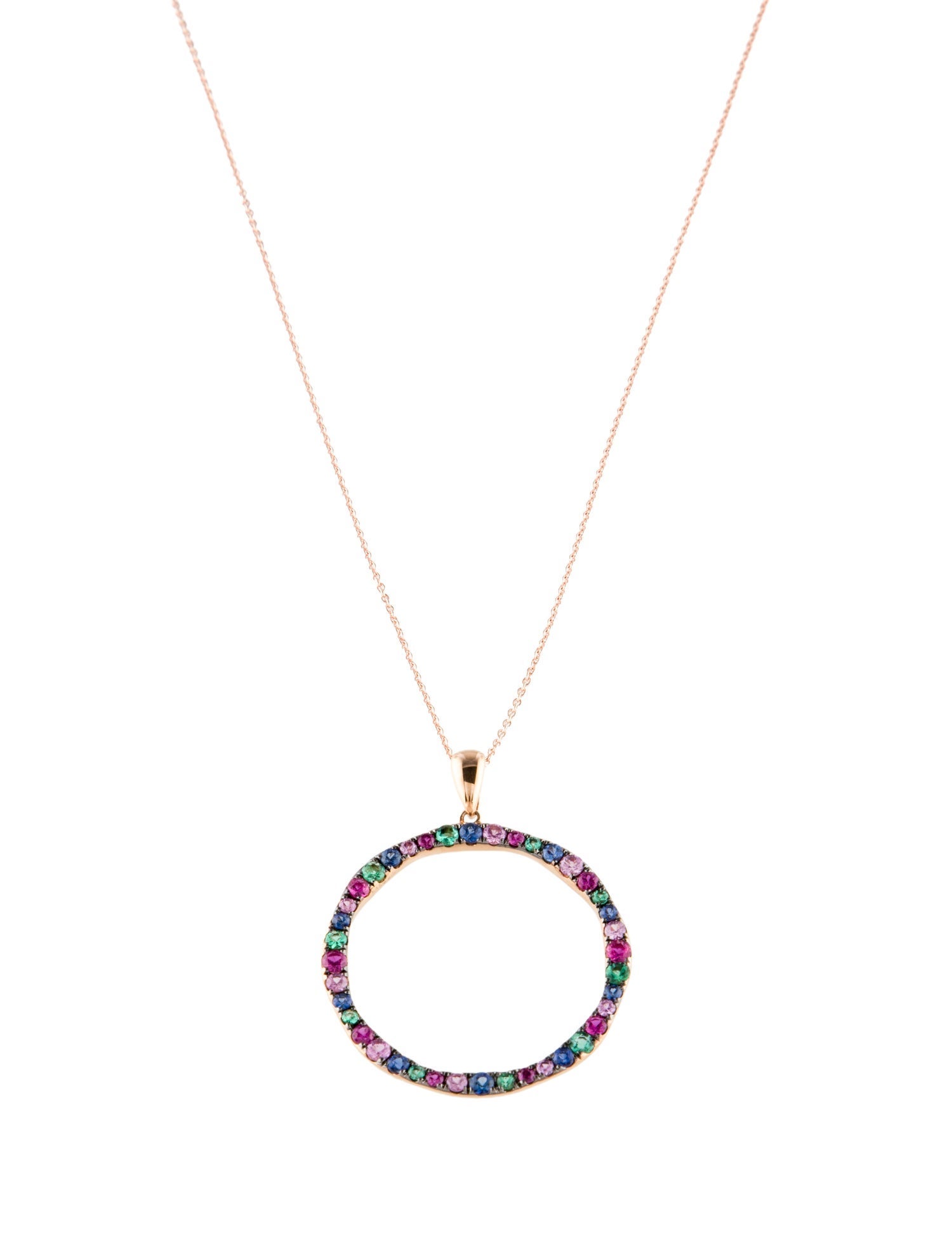 Le Vian 14K Sapphire, Emerald & Ruby Circle Pendant Necklace