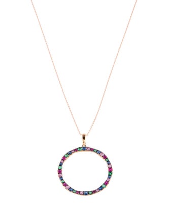 Le Vian 14K Sapphire, Emerald & Ruby Circle Pendant Necklace