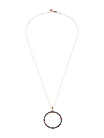 Le Vian 14K Sapphire, Emerald & Ruby Circle Pendant Necklace