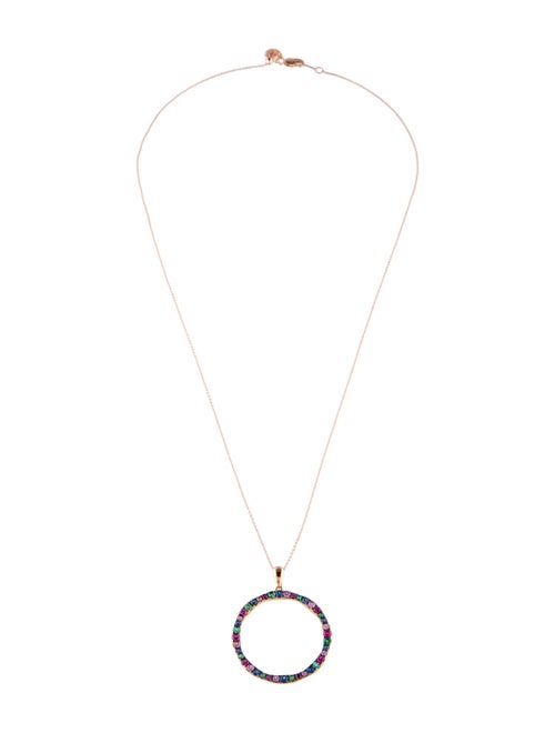 Le Vian 14K Sapphire, Emerald & Ruby Circle Pendant Necklace
