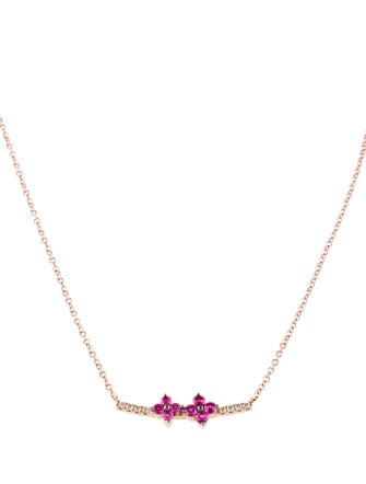 Le Vian 14K Ruby & Diamond Flower Bar Pendant Necklace