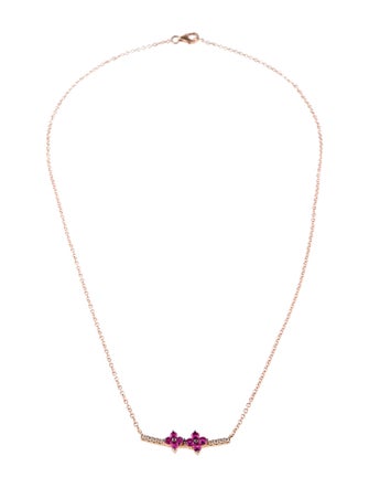 Le Vian 14K Ruby & Diamond Flower Bar Pendant Necklace