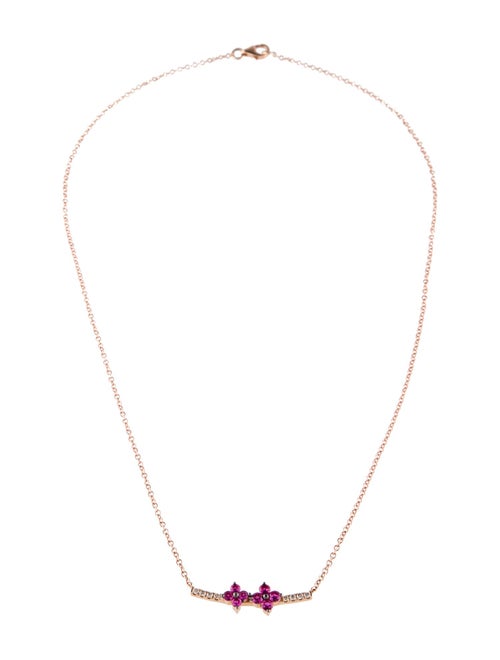 Le Vian 14K Ruby & Diamond Flower Bar Pendant Necklace