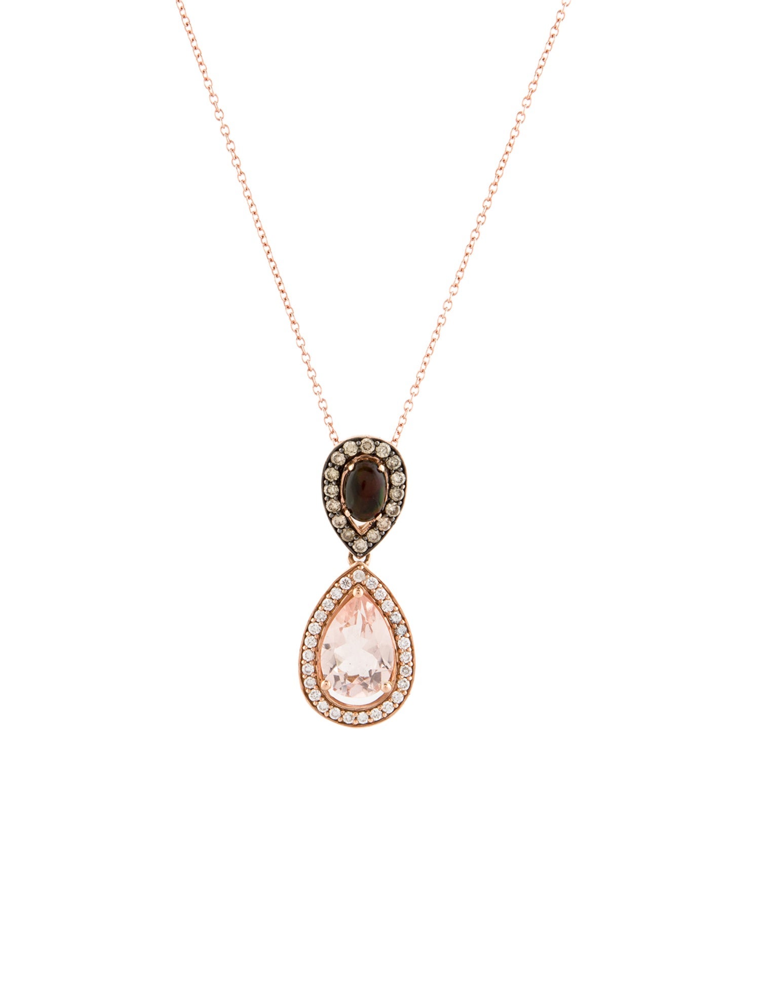 Le Vian 14K Opal, Morganite, & Diamond Pendant Necklace