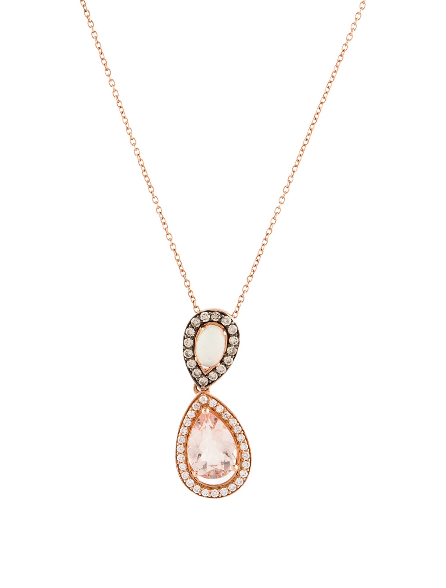 Le Vian 14K Opal, Morganite, & Diamond Pendant Necklace