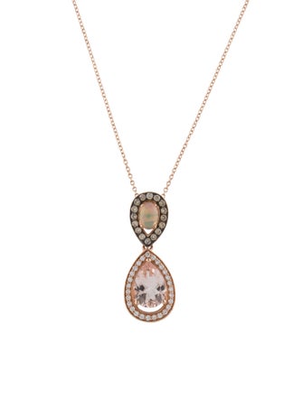 Le Vian 14K Opal, Morganite, & Diamond Pendant Necklace