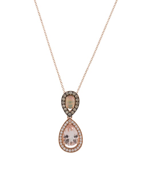 Le Vian 14K Opal, Morganite, & Diamond Pendant Necklace