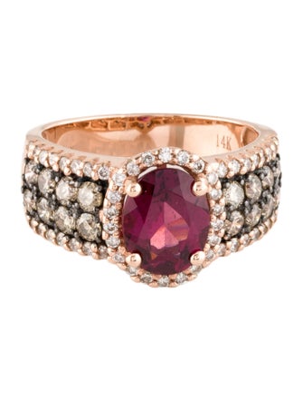 Le Vian 14K 2.16ct Rhodolite and Diamond Cocktail Ring