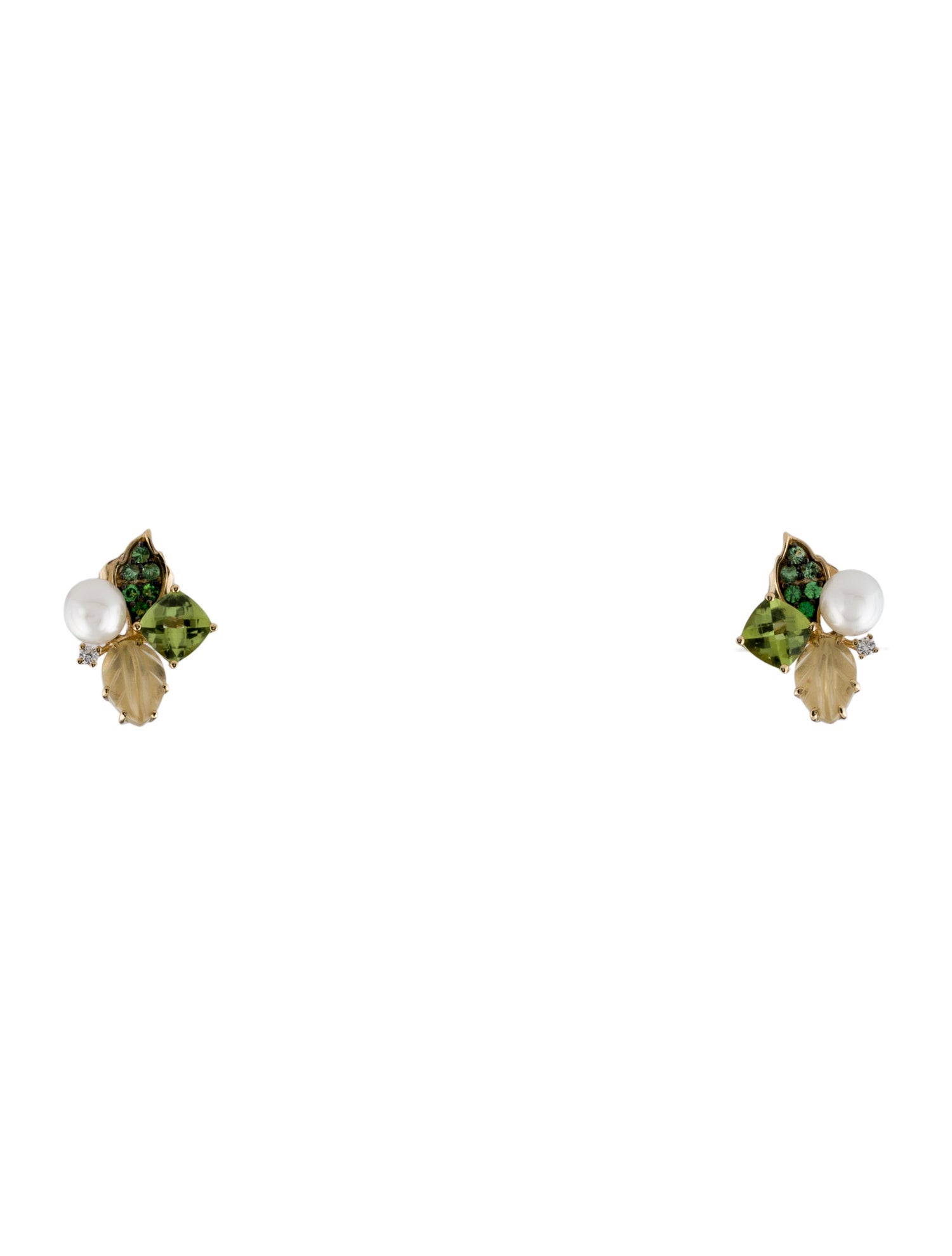 Le Vian 14K Pearl, Quartz, Tsavorite Garnet, Peridot & Diamond Stud Earrings