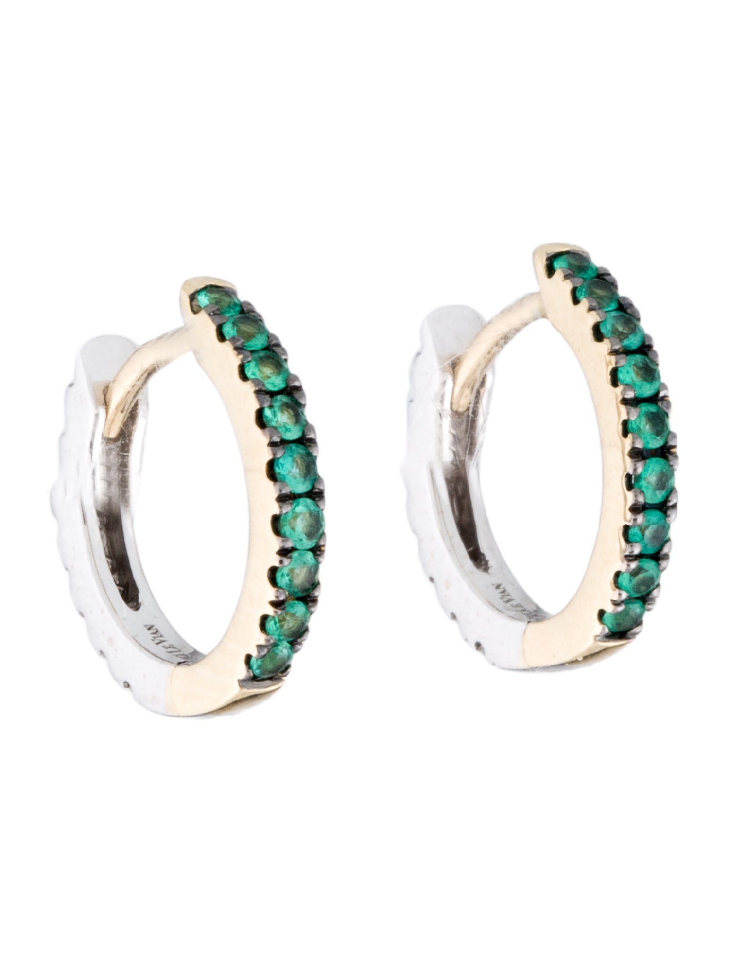 Le Vian 14K Emerald & Diamond Half & Half Huggie Earrings