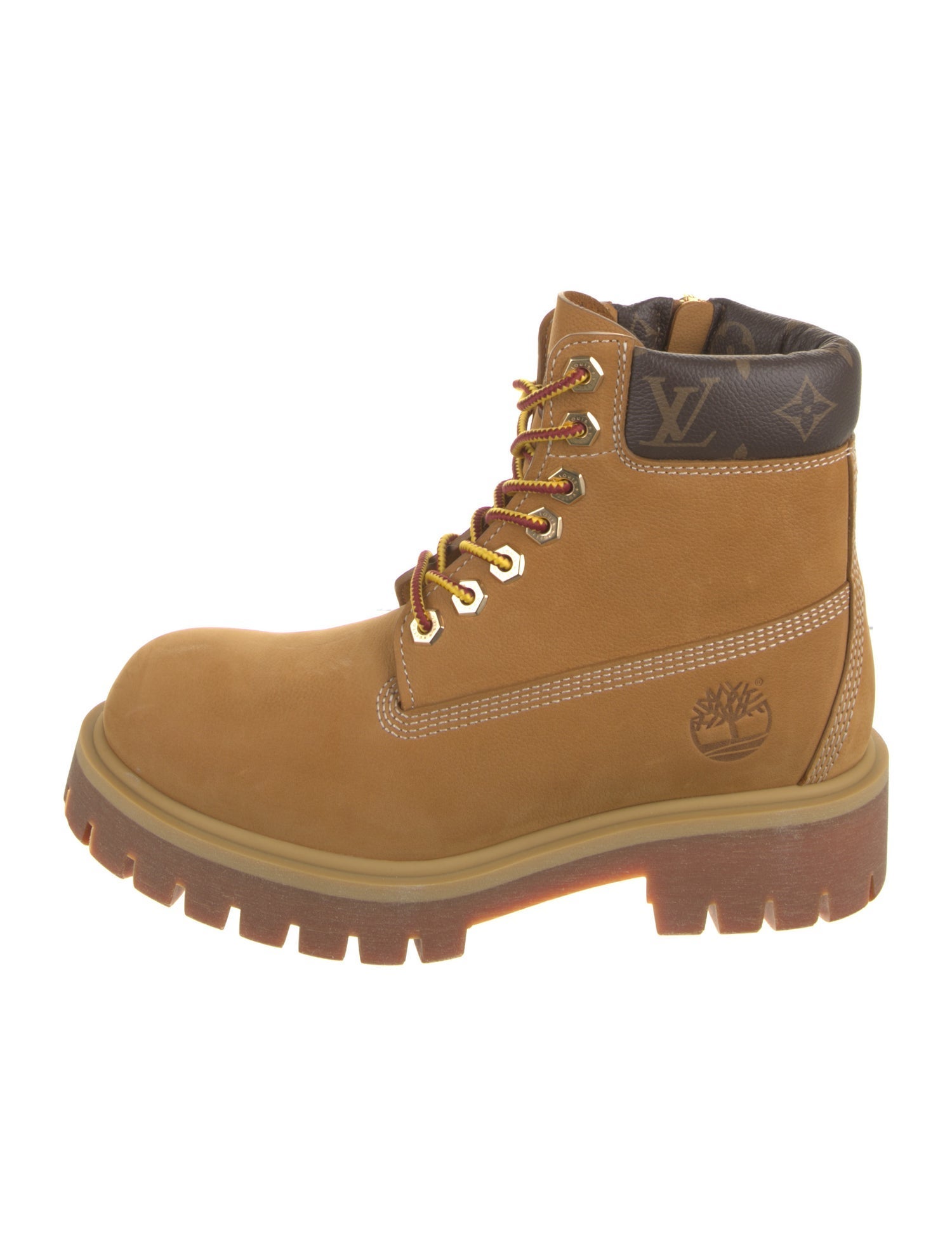 Louis Vuitton x Timberland Suede Colorblock Pattern Combat Boots