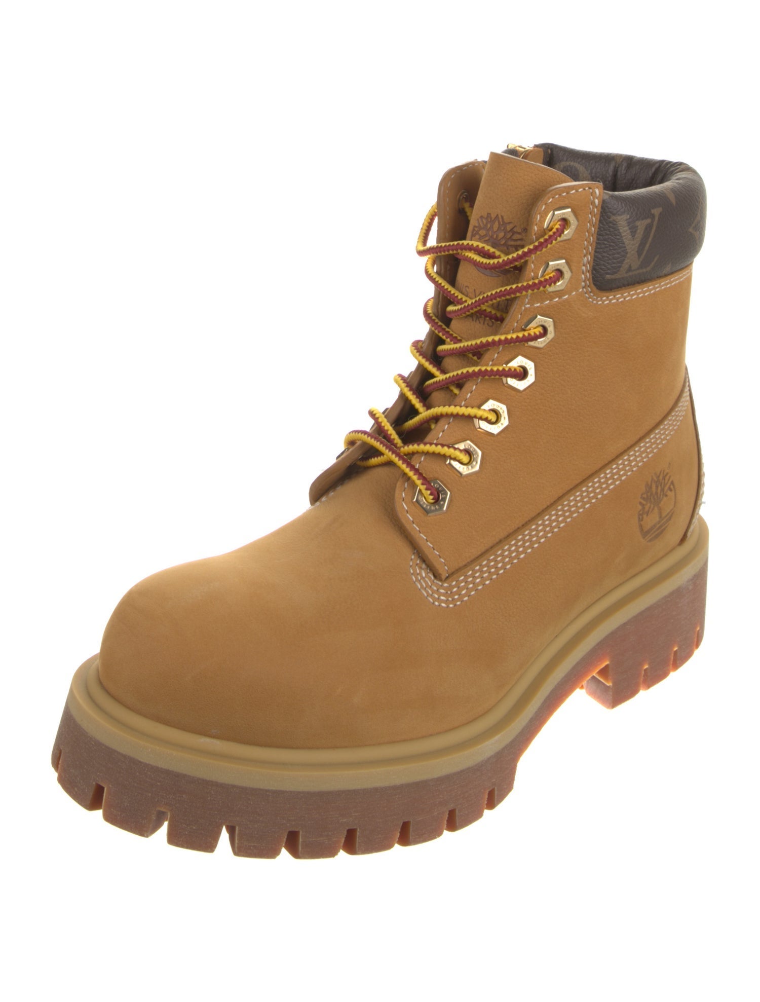 Louis Vuitton x Timberland Suede Colorblock Pattern Combat Boots