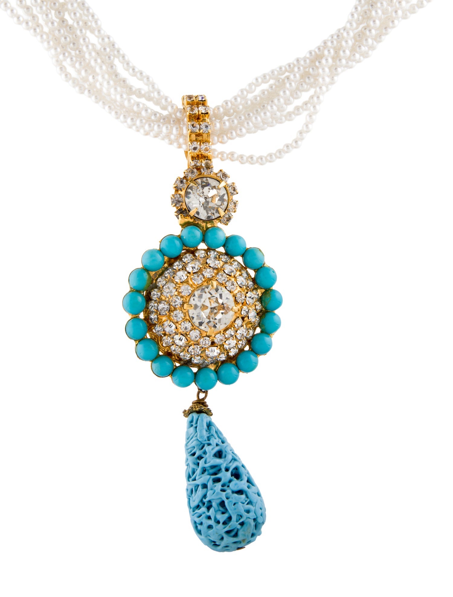 Lawrence Vrba Faux Pearl, Crystal & Resin Statement Collar Necklace