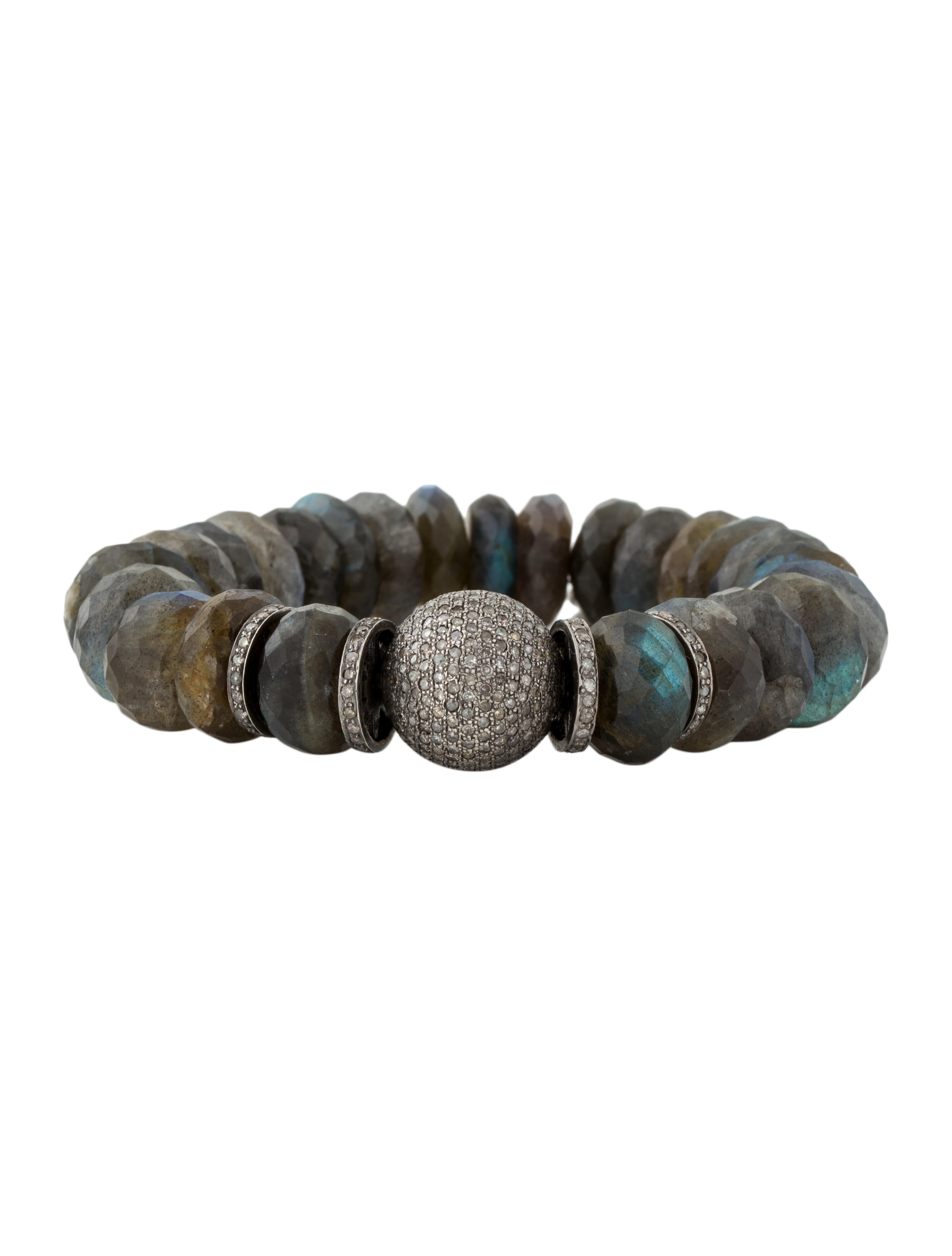 Sheryl Lowe Labradorite & Diamond Bead Bracelet Sterling Silver Bead