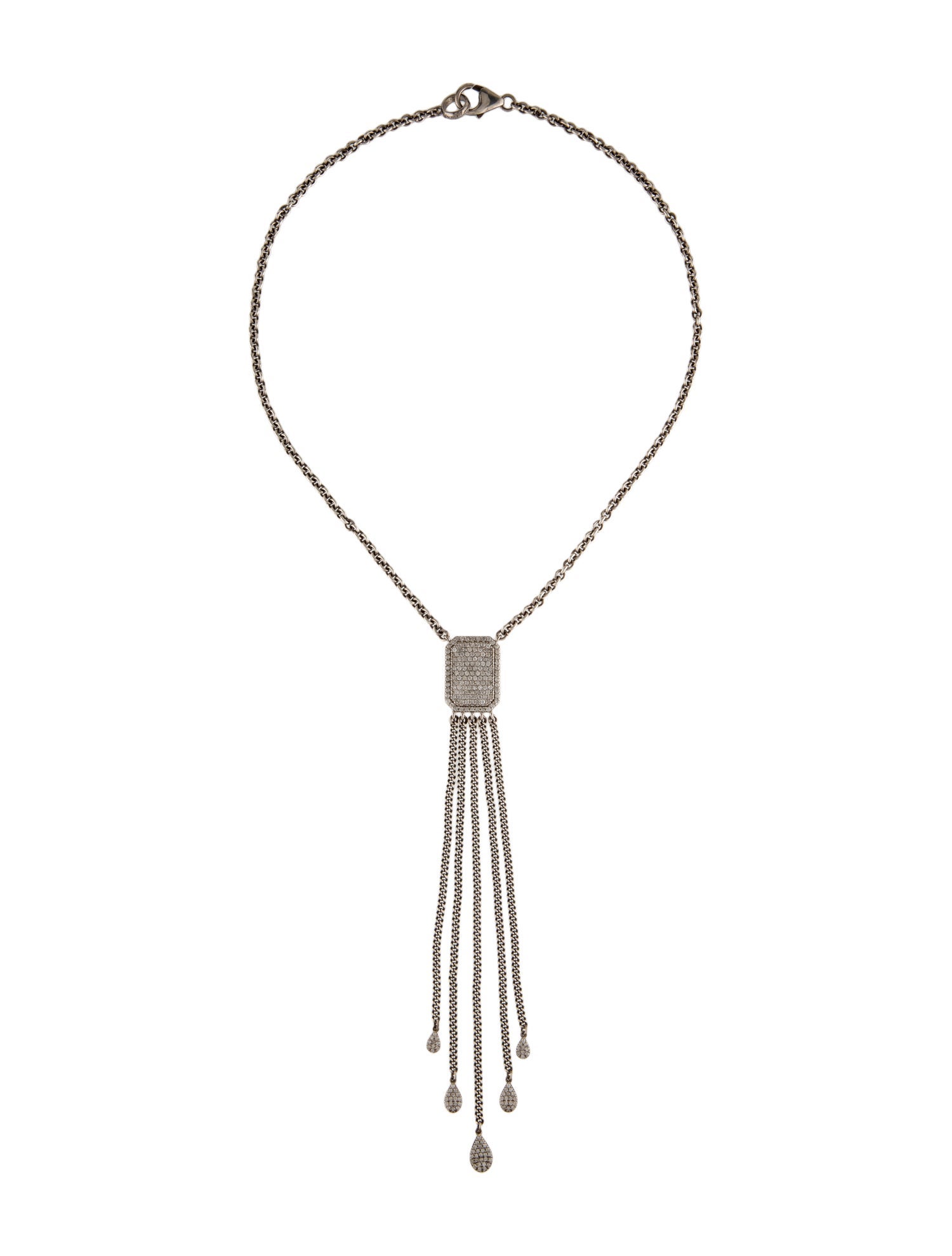 Sheryl Lowe Diamond Fringe Bolo Necklace Sterling Silver Bolo, Necklaces LWO21559 The RealReal