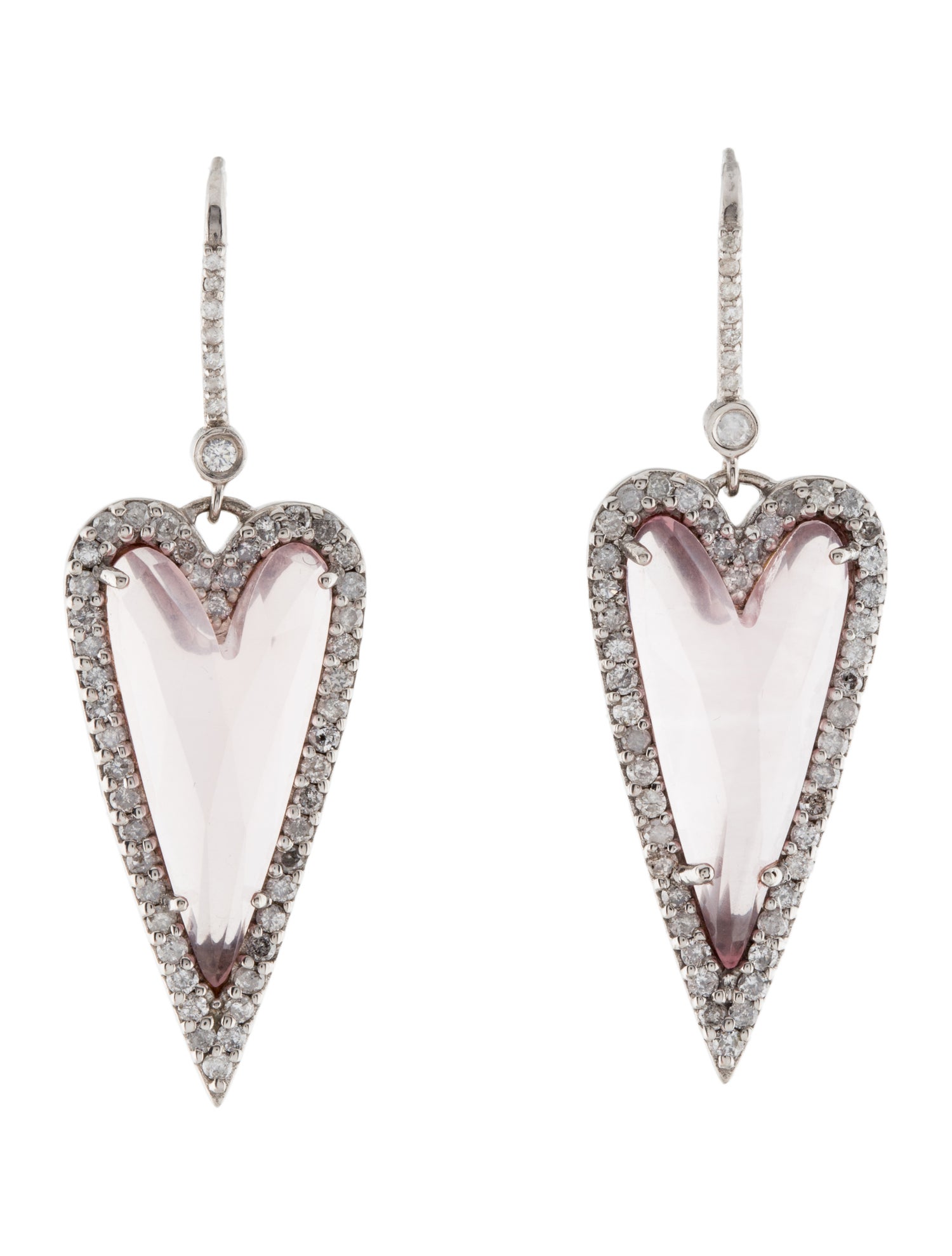 Sheryl Lowe Rose Quartz & Diamond Drop Earrings