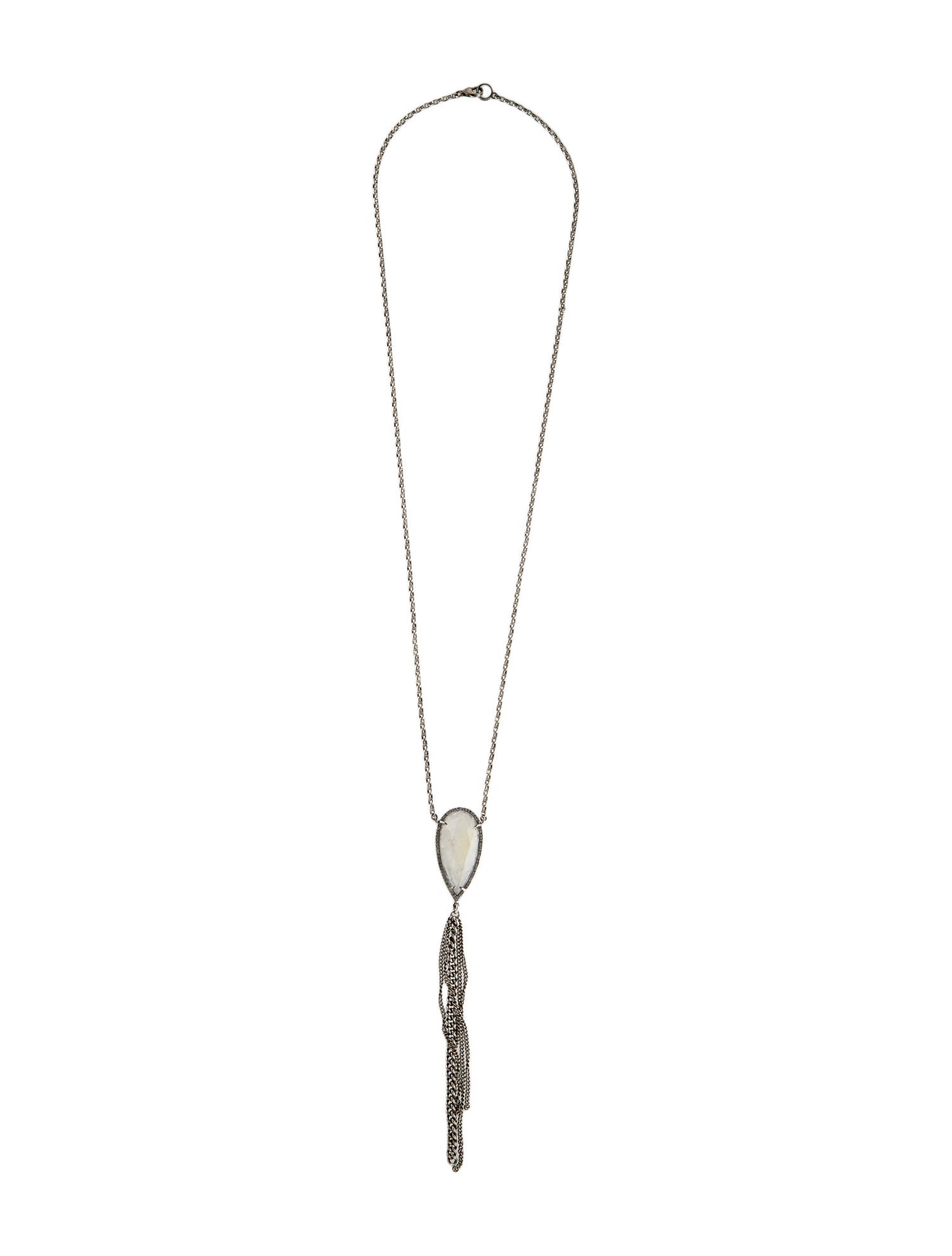 Sheryl Lowe Moonstone & Diamond Tassel Pendant Necklace