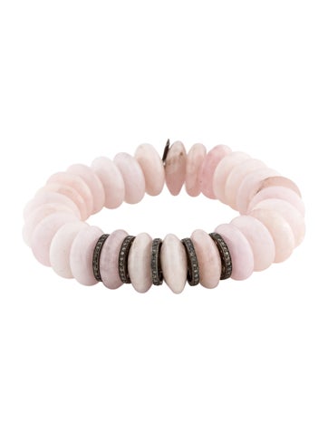 Sheryl Lowe Bead Rose Quartz & Diamond Bracelet