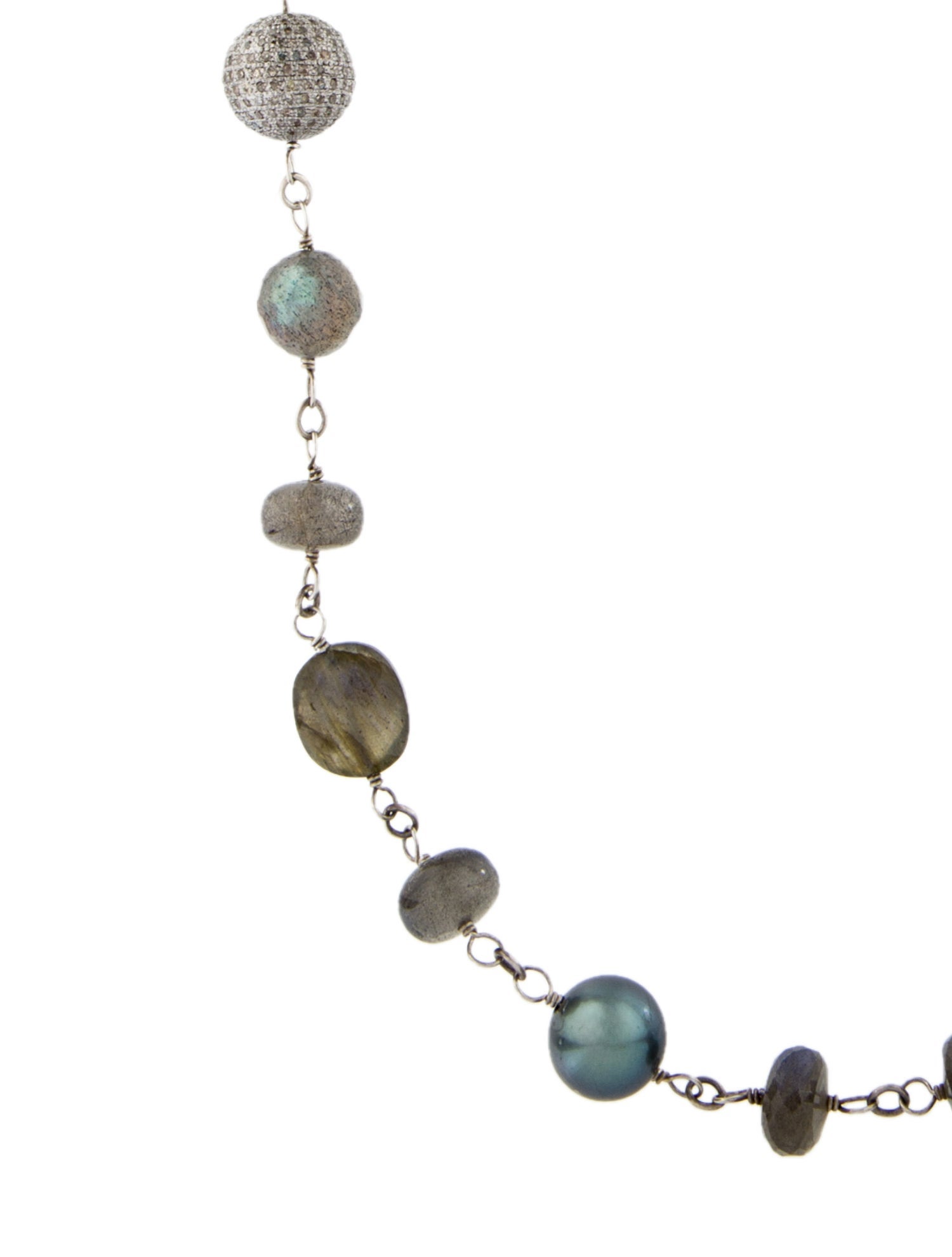 Sheryl Lowe Pearl, Labradorite & Diamond Beaded Necklace