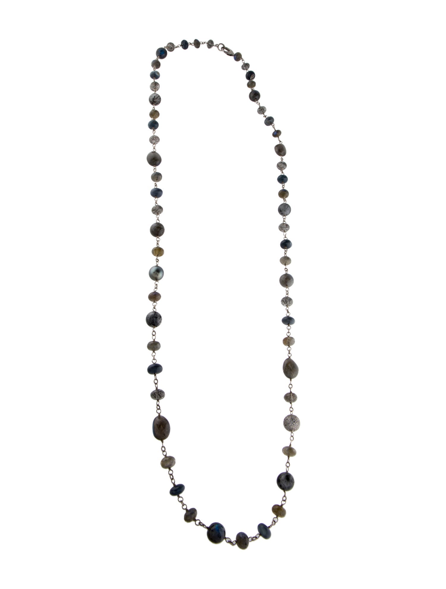 Sheryl Lowe Diamond ,Tourmalated Quartz, Opal & Labradorite Beaded Necklace