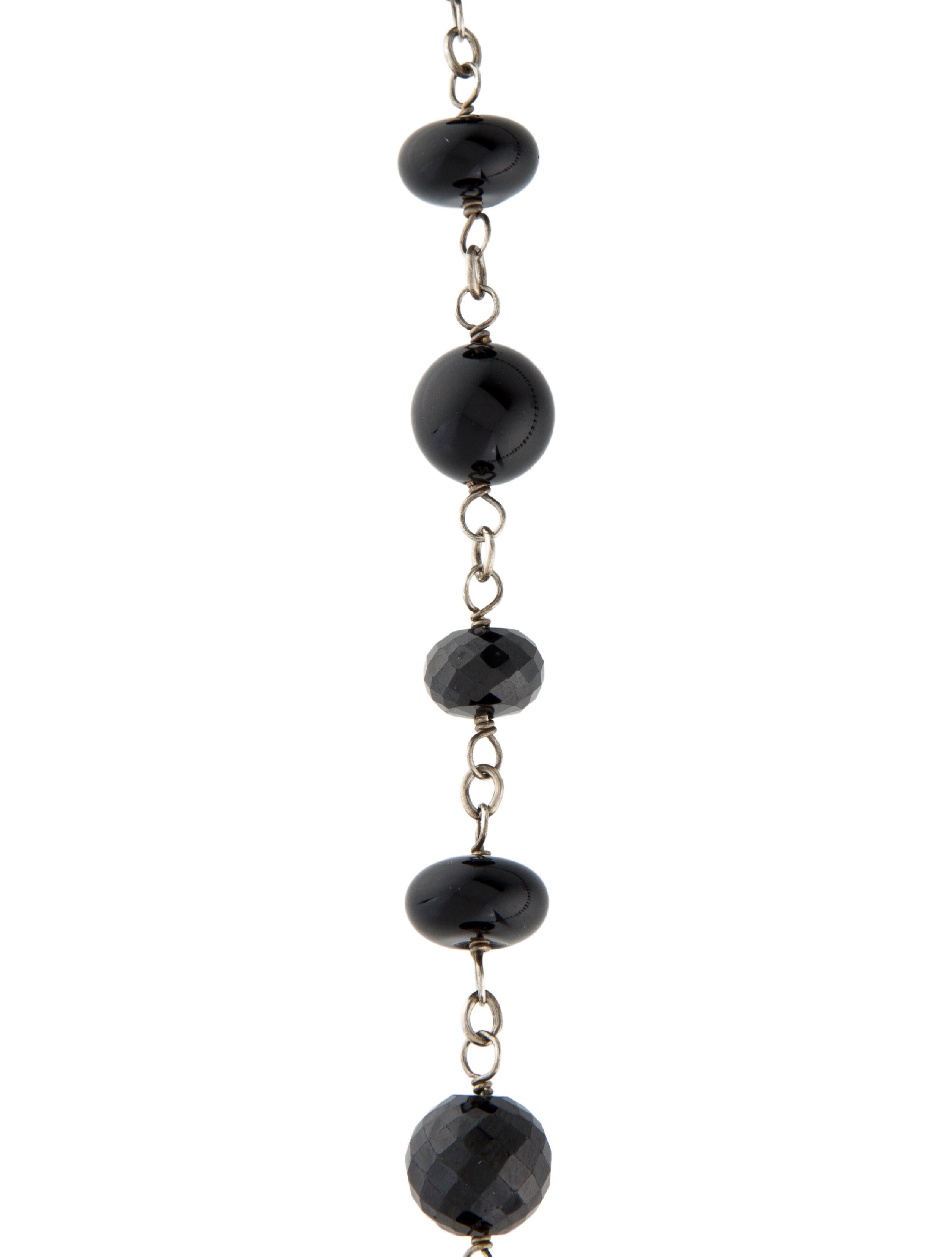 Sheryl Lowe Diamond ,Onyx & Spinel Beaded Necklace