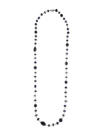 Sheryl Lowe Bead Strand Dyed Pearl, Coated Labradorite, Iolite, Sapphire & Diamond Beaded Necklace 13.0 - 13.5mm